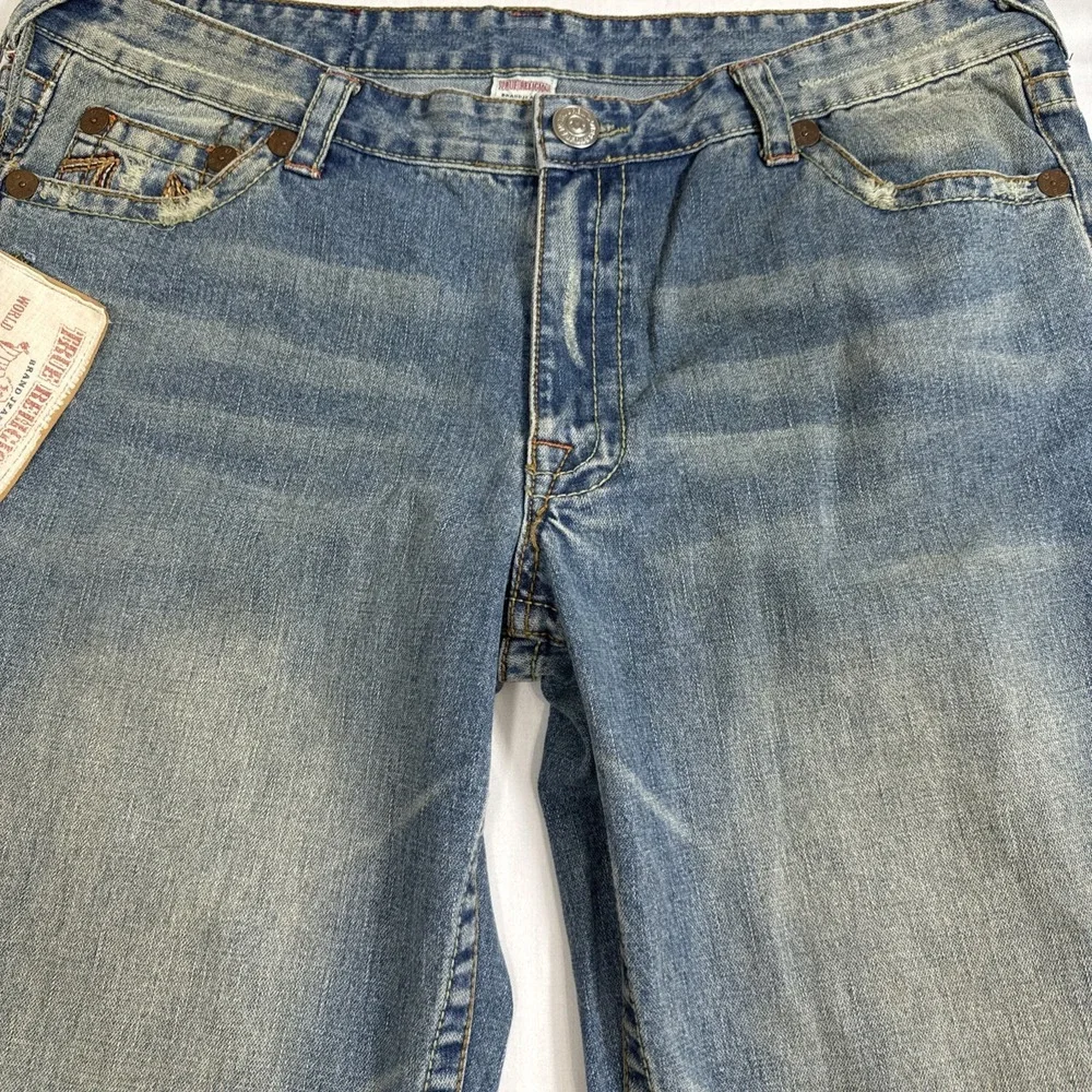 JEANS FLARE‎ True Religion MENS 40X34 BOBBY BIG T  Y2K Grunge Big Stitch